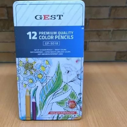 مداد رنگی 12 رنگ جعبه فلزی GEST