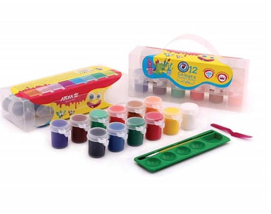 گواش 12 رنگ جعبه طلقی آریا